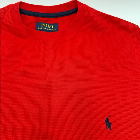 Polo Ralph Lauren Red Waffle Knit T-Shirt – Men’s Small - Picture 5 of 10